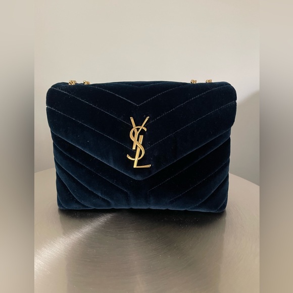 YSL Classic Monogram Envelope Satchel Quilted Shoulder Bag in Blue - Picture 4 of 10